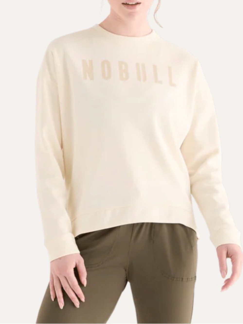 NOBULL Women's Legacy Crew Sweatshirt Ivory Size Large